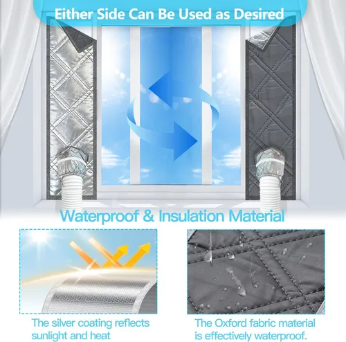 Vista 7 de Kit de ventana de aire acondicionado portátil resistente de 40 pulgadas, protector térmico de papel de aluminio reflectante, 100% opaco e