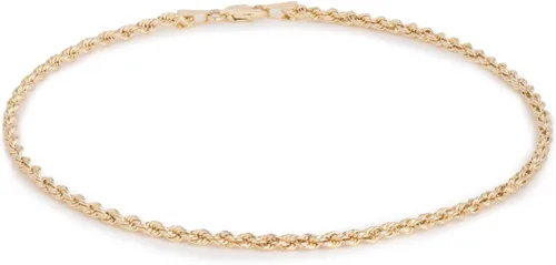 Vista 4 de Floreo 10k Yellow Gold 2.5mm Hollow Rope Chain Bracelet and Anklet