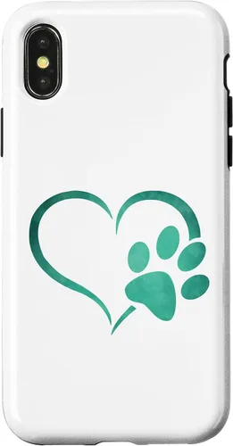 Vista 5 de Vintage green Dog Paw Print heart For Dogs Lover Case for iPhone 16