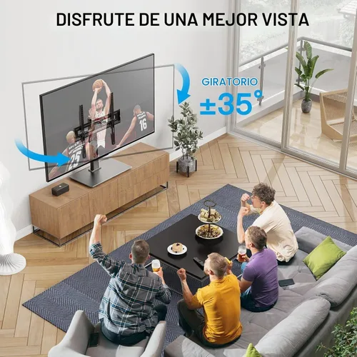 Vista 4 de PERLESMITH - Soporte universal giratorio para TV - Soporte de mesa para TV de 32 a 65 pulgadas - Base de TV de altura ajustable con base de vidrio