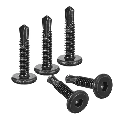 Vista 7 de uxcell Tornillos Autorroscantes de Encaje Hexagonal, 1/4 x 1 Acero Inoxidable 410 Tornillo de Perforación de Cabeza Plana para Chapa Metálica 100