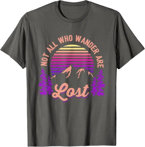 Vista 110 de Not All Who Wander Are Lost Vintage Mountains - Camiseta de senderismo, Negro, S