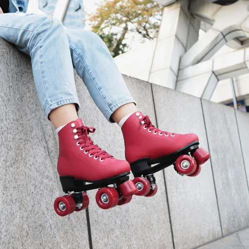 Vista 6 de Wiwiy Patines de Rodillo para Mujeres y Hombres - Cuatro Patines de Cuatro Ruedas Brillantes Ajustables