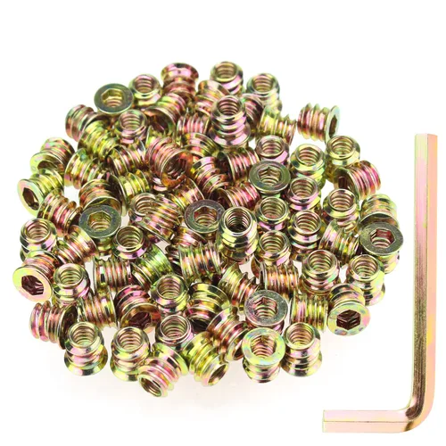 Vista 9 de Juego de 142 piezas: Insertos roscados de 1/4"-20 (10mm, 15mm, 20mm, 25mm), tuercas e insertos de madera para tornillos de muebles de madera, azul