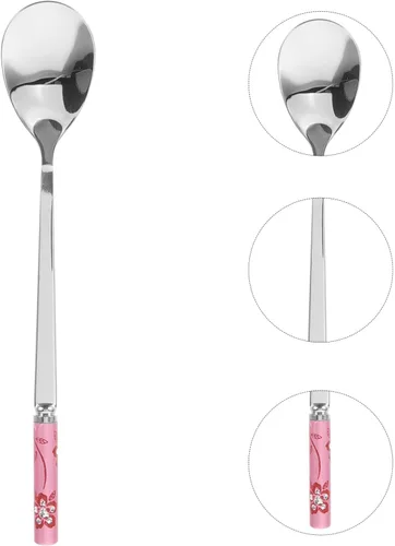 Vista 4 de BESPORTBLE 5 cucharas de metal para postre para helados, helados, café, espresso, cucharas agitadoras seguras y cómodas de sostener para ocasiones