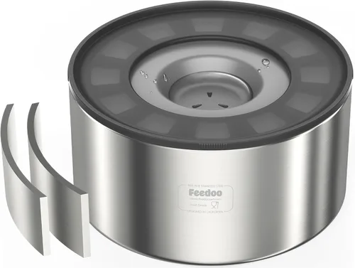Vista 13 de Cuenco de agua antiderrames para perros, de acero inoxidable de doble pared con tapa a prueba de salpicaduras y disco flotante, base antideslizante