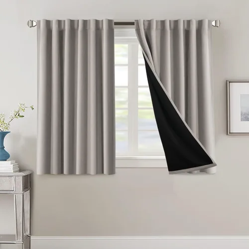 Vista 18 de H.VERSAILTEX Cortinas 100% opacas para dormitorio con forro negro, cortinas de oscurecimiento de habitación completa, con aislamiento térmico