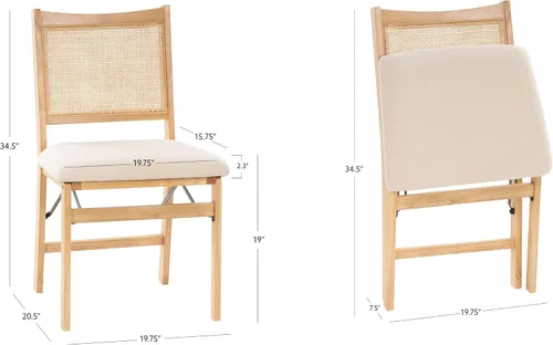 Vista 3 de Powell Kasi Silla Lateral de Comedor Plegable de Caña de Ratán Beige, Natural