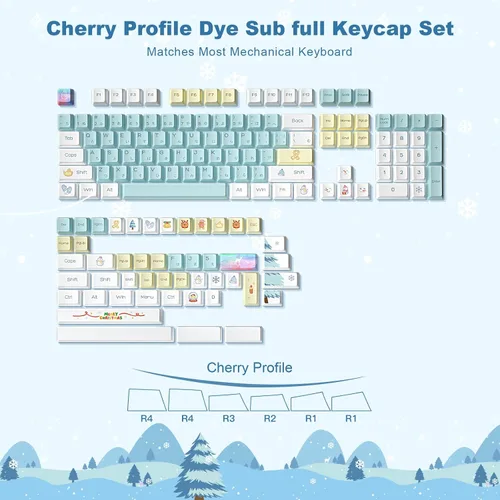 Vista 3 de YUNZII Snow Dye Sub PBT Keycaps, 149 teclas completas de sublimación de tinte PBT teclas personalizadas con extractor de teclas para interruptores