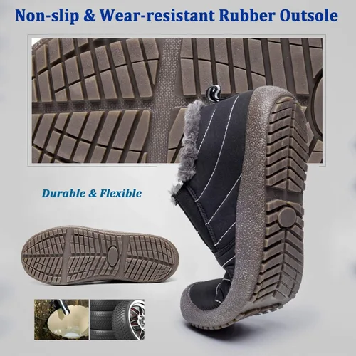Vista 5 de Eagsouni Botas de nieve para hombre y mujer, zapatos de invierno, antideslizantes, resistentes al agua, totalmente forradas de piel, para exteriores