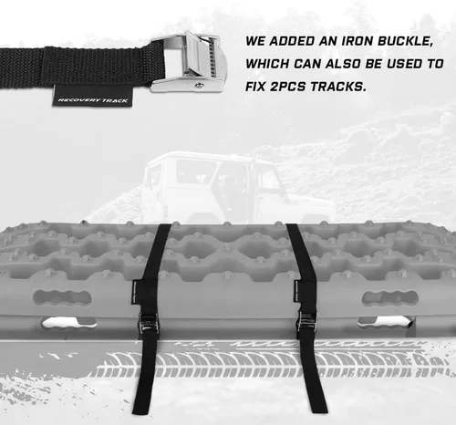 Vista 3 de XPV AUTO Tablas de tracción para pistas de recuperación, escalera de neumáticos, alfombrilla 4WD para arena y lodo de nieve todoterreno 4X4 (negro)