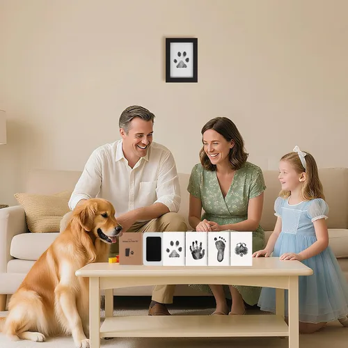 Vista 8 de Kit de huellas sin tinta para perros, gatos y bebés, kit de huellas de manos de bebé y nariz de perro de tacto limpio, kit de huellas de perro sin