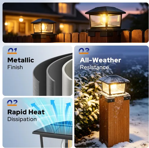 Vista 4 de APONUO Luces solares de aluminio 4x4 5x5 6x6, IP65 impermeables Negro