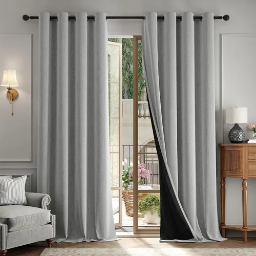 Vista 11 de Anmao Cortinas opacas gruesas con textura pesada para sala de estar de 84 pulgadas de largo, juego de 2 paneles con ojales para oscurecer