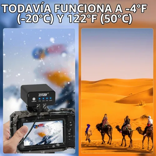 Vista 4 de Batería externa de 95 WH compatible con cámara Blackmagic Pocket Cinema BMPCC 4K 4KPro 6K 6KPro NP-F570 4-5 horas