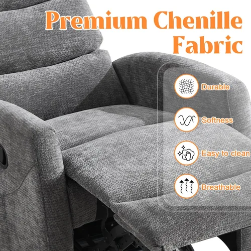Vista 6 de Luxlen Silla reclinable giratoria manual con masaje, deslizador reclinable sobrerelleno con masaje por vibración y calor para guardería, sala