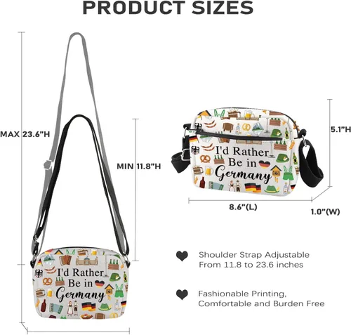 Vista 2 de PWHAOO Bolsa de maquillaje de viaje de Alemania, preferiría estar en Alemania, bolsa de cosméticos para vacaciones - Regalo de recuerdo, Más bien