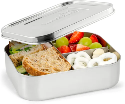 Vista 25 de LunchBots Medium Uno - Recipiente para sándwiches de acero inoxidable, diseño abierto para envolturas, ensaladas o una comida pequeña, ecológico