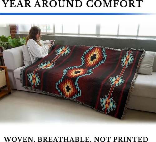Vista 5 de Pure Country Weavers Cobija Mesquite Earth Manta tejida con flecos de algodón EE. UU. 72x54