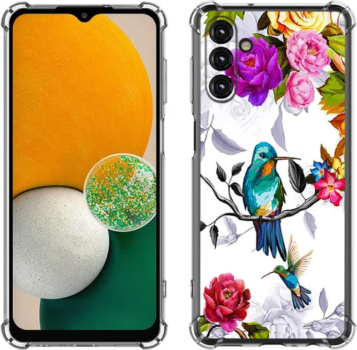 Vista 33 de Samsung Galaxy A14 5G - Funda para teléfono celular, diseño de flores de mariposa azul, a prueba de golpes, TPU con bordes elevados, compatible