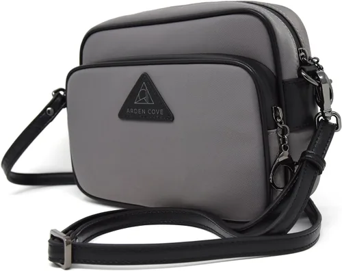 Vista 2 de Bolso cruzado completo antirrobo impermeable con correa ajustable de piel sintética con herrajes clásicos