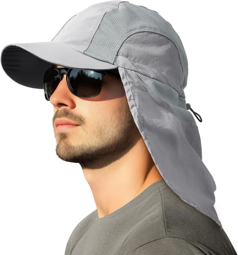Vista 12 de Sombrero de sol para hombre con malla transpirable sombreros de sol para hombres sombrero de pesca Beige claro