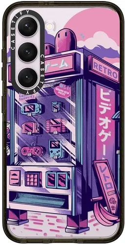 Vista 185 de CASETiFY Funda de impacto para Galaxy S22+ - Adhesivo Aries Moross, color negro transparente