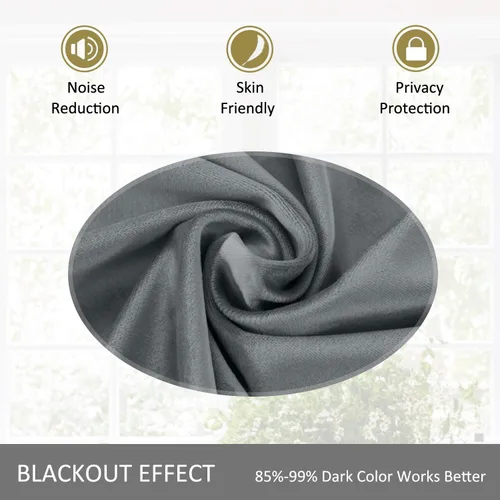 Vista 31 de cololeaf Panel de cortinas opacas de terciopelo con forro para cine en casa, cortina de ganchos planos para barra transversal o pista, 100 pulgadas