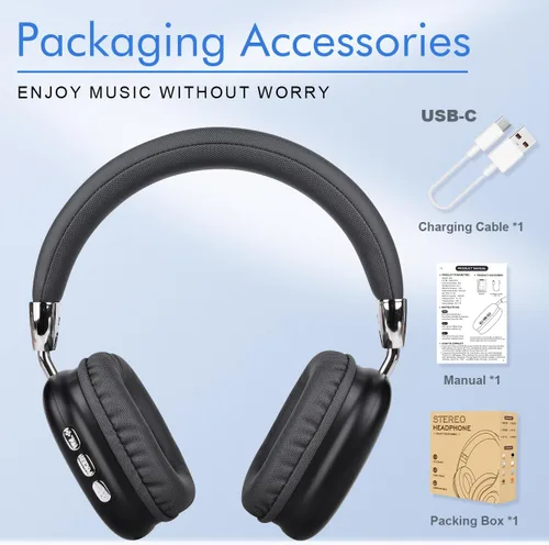 Vista 8 de AYI Auriculares inalámbricos Bluetooth de alta calidad con micrófono, sonido estéreo de alta fidelidad, plegable, recargable, compatible
