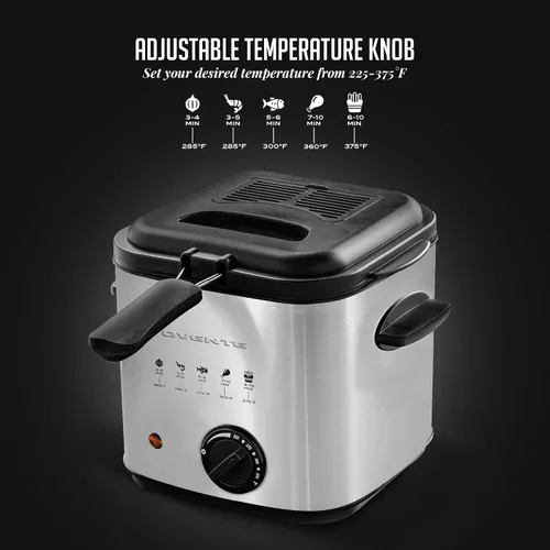 Vista 3 de OVENTE Freidora eléctrica con canasta, tapa, temperatura ajustable, asas frías, más filtro de repuesto de vapor de carbón y aceite