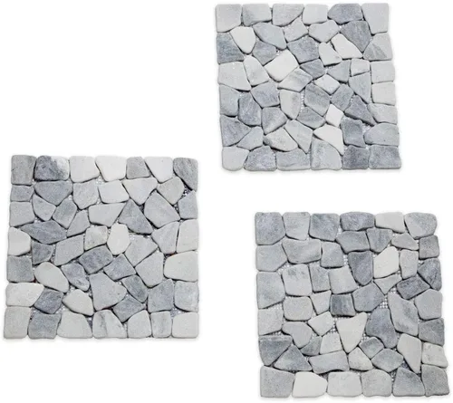 Vista 9 de Bits and Pieces Stepping Stones Pasarela al aire libre de 12 pulgadas de mármol de roca de río, juego de 3 decoraciones de patio, adoquines
