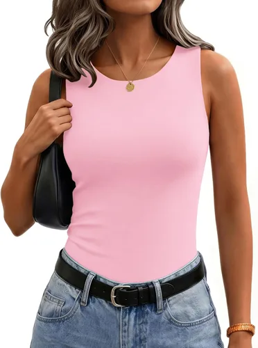 Vista 12 de Zeagoo Camiseta sin mangas de verano con cuello redondo y doble forro para 1 blanco
