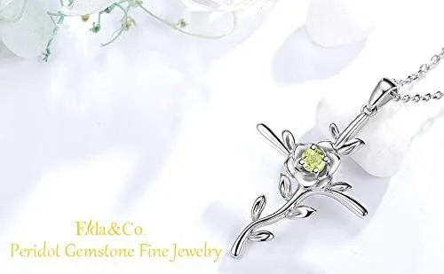 Vista 3 de ELDA & CO. Regalos de cumpleaños, amor de mamá, collar de hojas de esperanza para esposa, plata de ley 925, piedras natales de mayo de junio