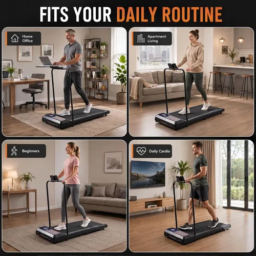 Vista 9 de Walking Pad with Handle Bar, 8% Incline, Compact Under Desk Treadmill 2.5HP quiet motor, 265 lb capacity, 0.6-4 MPH speed, 15 x 35.4 in belt