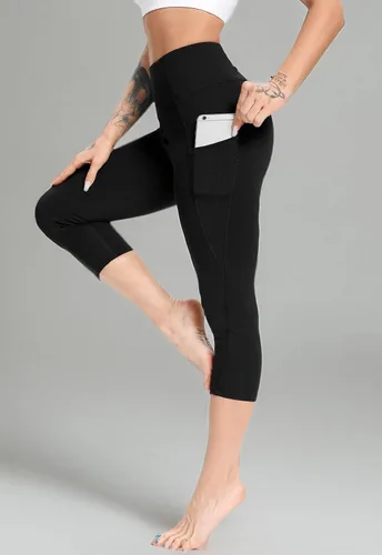 Vista 7 de FITTOO Leggings capri de yoga con bolsillos para mujer