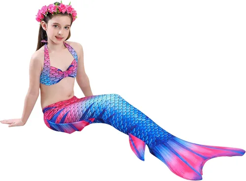 Vista 6 de Niñas Cola de sirena Natación Traje de baño Natación Ropa de playa Niños Sirena Traje de baño Halloween Cosplay Trajes