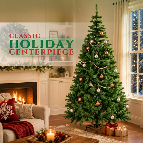 Vista 2 de Perfect Holiday Árbol de Navidad, 7 pies, PVC clásico de hoja perenne