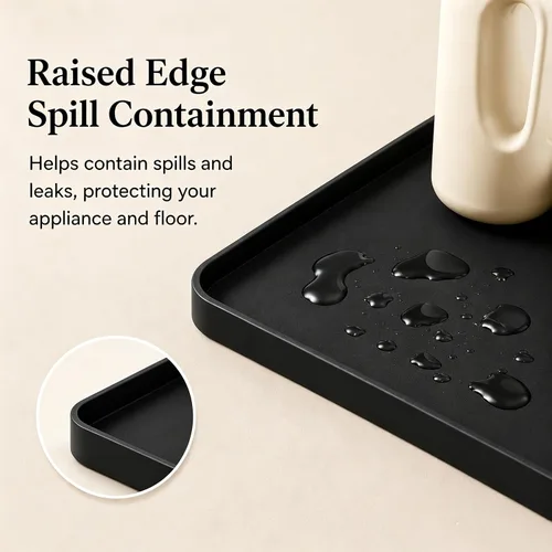 Vista 3 de Fundas para lavadora y secadora para la parte superior, 27 x 27 pulgadas, alfombrilla protectora de silicona para lavadora y secadora Negro
