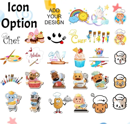 Vista 3 de Delantal personalizado para niños con bolsillo para nombre, sombrero de chef personalizado y delantal para cocina, cocina, hornear, pintura