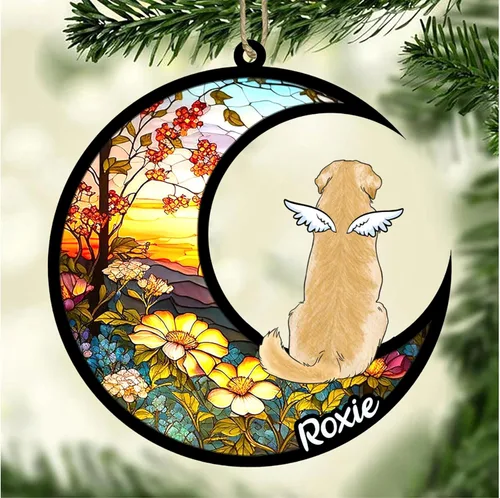 Vista 316 de LOVELYPOD Adorno de Navidad personalizado para perro Basset Hound (marrón) Basset Hound (marrón) adorno para atrapasoles de perro, razas de perros