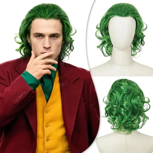 Vista 11 de Creamily Peluca marrón para hombre, disfraz de pelo corto, estilo cosplay marrón (Brown-1)