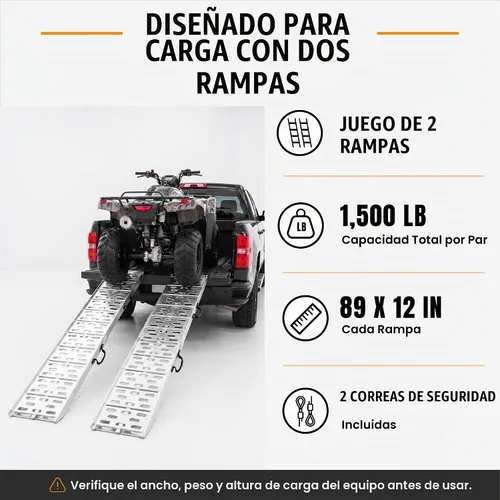 Vista 2 de Rampas de carga para camionetas, rampas ATV de aluminio de 7.5