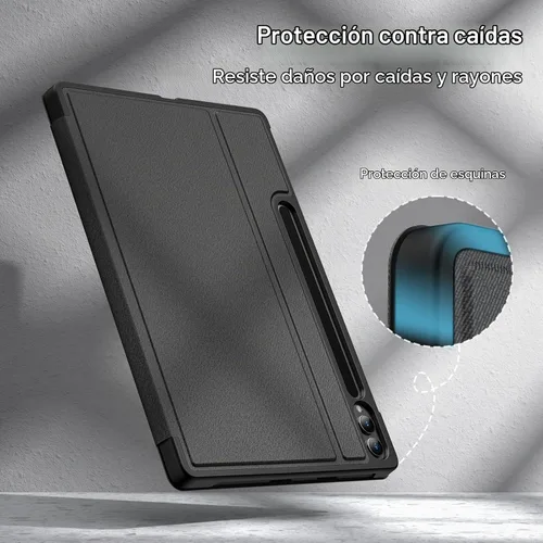 Vista 6 de JETech Funda tipo libro para Galaxy Tab S10 Plus/S9 Plus de 12.4", color negro Cubierta de soporte multiángulo, soporte para bolígrafo S, cubierta