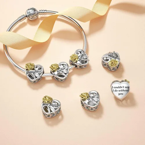 Vista 8 de SEVENWELL Dijes familiares para Pandora, cuentas de plata de ley 925 con diseño de corazón para pulsera, madre, hermana, hija, esposa, nana, mejor