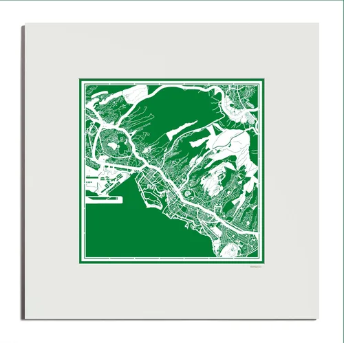 Vista 37 de O3 Design Studio San Diego, CA Paper Cut Map Matted Grey 20x20 in Paper Art