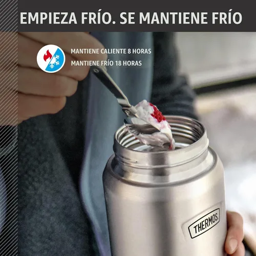 Vista 3 de THERMOS ICON - Tarro de alimentos de acero inoxidable con cuchara, 12 onzas, color negro