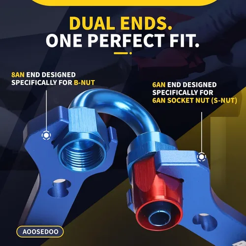 Vista 4 de Llave de ajuste ajustable para accesorios AN de 3AN-16AN, llave de manguera de aluminio ligera de extremo plano negro con un zócalo de 6AN-AN8