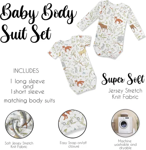 Vista 4 de Sweet Jojo Designs Ropa de bebé Body de manga larga corta para recién nacido
