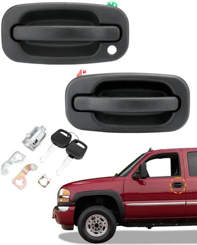 Vista 14 de Manija de puerta exterior sin llave, compatible con Chevy Silverado Suburban Tahoe Avalanche 1999-2007, GMC Sierra Yukon, Cadillac Escalade, lado