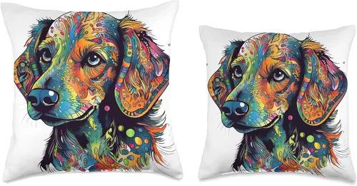 Vista 3 de Dachshund Delight - Cuddly Canine Dazzling Dachshund Artwork-Adorable almohada canina, 16 x 16 pulgadas, multicolor